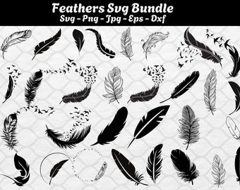 Feather birds svg, Feather svg bundle, Flying birds feather svg, Feather leaf silhouette, Memorial feather svg, Flying birds svg