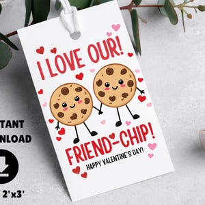 Valentijnskaarten voor kinderen Friend-Chip, Hoera voor kinderen, valentijnskaartjes, afdrukbare Valentijnsdag, kindercadeaus voor school klas zakje chips tags