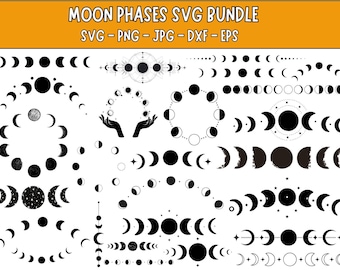 Moon Phase SVG Bundle: Lunar Cricut & Silhouette Cut Files (Digital Download)