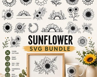 Sunflower SVG Ink free, Sunflower Cricut, Sunflower Clipart, Sunflower Cut File, SVG Files for Cricut, Sunflower Silhouette, Flower Svg