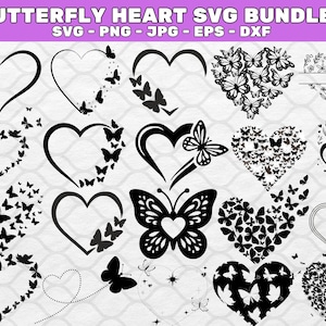 Schmetterling Herz SVG PNG | Herz Bundle svg | Herz und Schmetterling | Schmetterling svg | Herz svg |Liebe svg | Schmetterlinge mit Herz