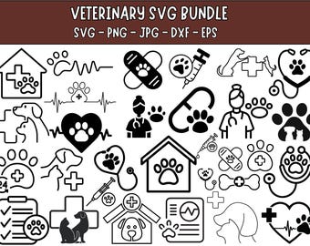 Veterinarian SVG Bundle: Dog & Animal Doctor Clipart (Digital Download)