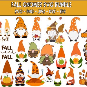 Thanksgiving Gnome SVG Bundle: Fall Cricut & Glowforge Designs (Digital Download)