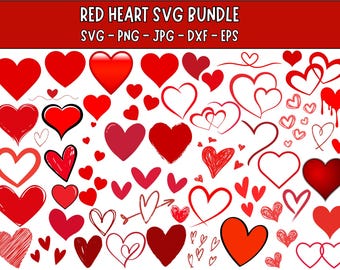 Red Hearts SVG Bundle: Love Graphics (Digital Download)