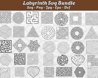 Labyrinth SVG Bundle, Maze png Bundle, Labyrinth Clipart, Maze Svg files for cricut, Labyrinth Vector, Labyrinth monogram, Maze Puzzle