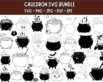 Cauldron SVG Bundle, Witch Pot Clipart (Digital Download)