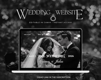 JULIETTE Old Money Wedding Website Canva Template with RSVP – Editable Canva Design, Timeless Aesthetic, Instant Download