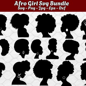 Afro Woman Silhouette SVG Bundle: Black Girl Cut Files