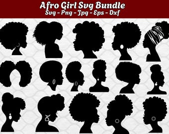 Afro Woman Silhouette SVG Bundle: Black Girl Cut Files