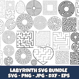 Labyrinth SVG Bundle,Maze Svg files for cricut,Labyrinth monogram,Instant Digital Download,Labyrinth Vector,Maze Puzzle,Maze png Bundle