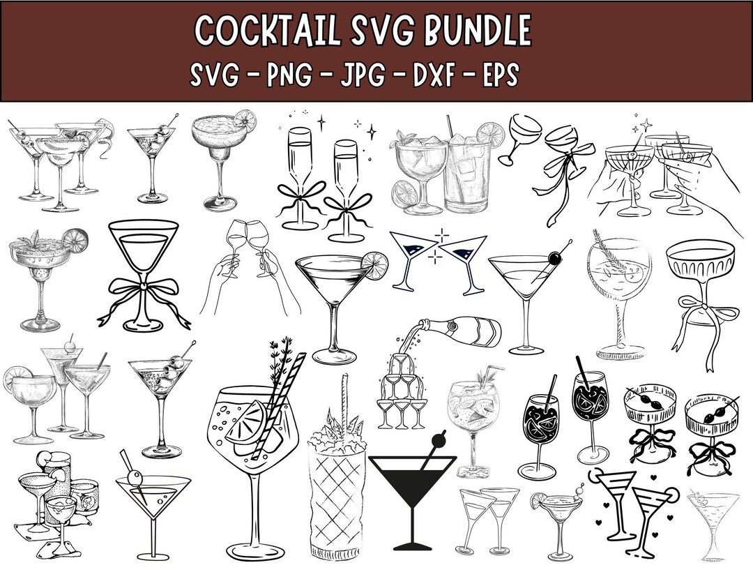 Cocktail SVG Clipart Bundle: Cricut Cut Files (digital Download) - Etsy