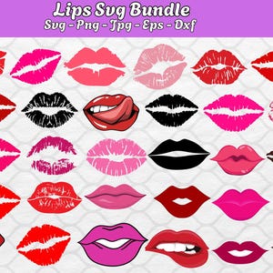 Lippen-Svg-Bundle, Lippen zwar-Svg, Lippen Clipart, Lippen-Silhouette, Lippen-Schnittdateien für Circut, Kuss-Svg, Valentinstag-Svg, Liebe-Svg, Lippenstift-Svg
