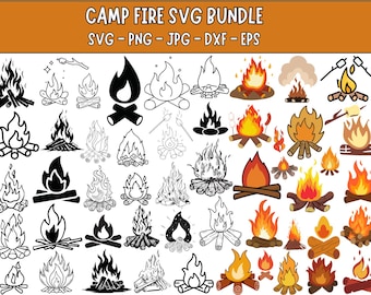 Fire Flame SVG Bundle: Campfire Clipart, Bonfire Cut Files (Digital Download)