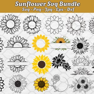 Sunflower SVG Bundle: Cricut, Silhouette Cut Files (Digital Download)