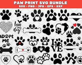 Paw Print SVG Bundle: Dog & Cat Paw Designs (Digital Download)