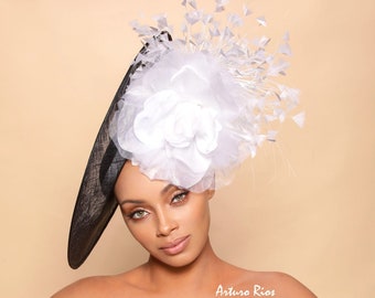 Black and white derby hat, Kentucky derby hat, couture derby hat, Tea party hat, wedding hat
