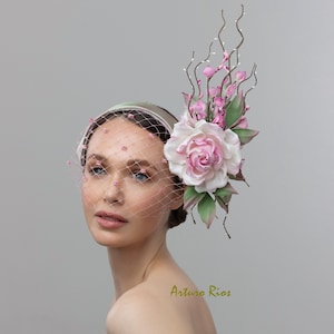 Pink/Mauve/Mauve headband, Kentucky derby fascinator, Cherry blossom headband