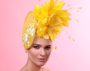 Yellow derby fascinator, kentucky derby fascinator, derby hat, kentucky derby hat.