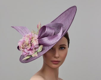 Plum Sinamay Disk hat, Kentucky derby fascinator, plum derby hat