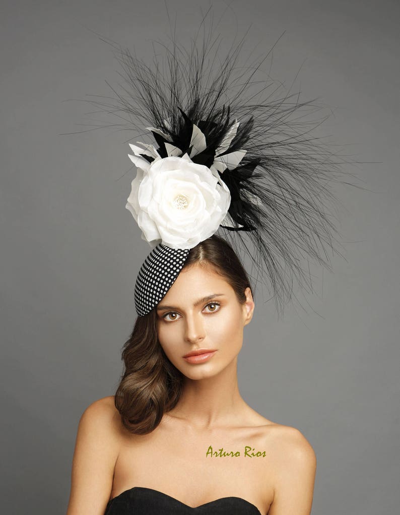 Black and white fascinator polka dot fascinator kentucky Etsy