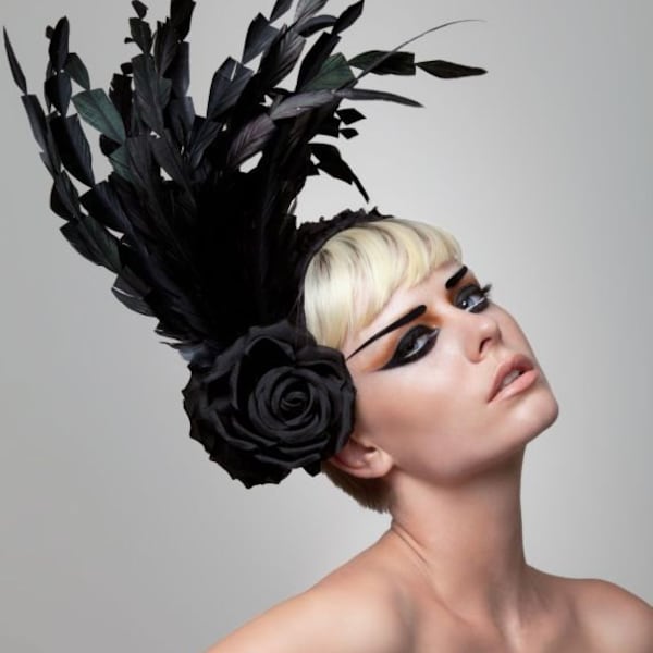 Couture Black headband Fascinator