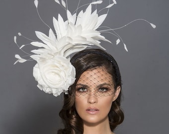 Black and white Kentucky Derby Fascinator, Black and white fascinator, headband, Melbourne cup hats, Preakness hat