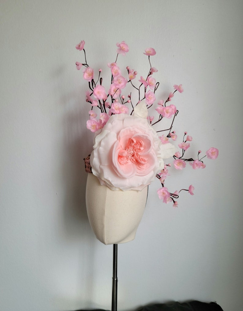 Pink Cherry Blossom Fascinator, Pink derby fascinator, Oaks Day fascinator, Derby Hat, Luncheon fascinator, wedding hat 