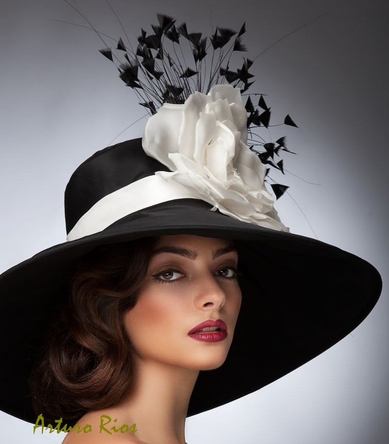 Black and WhiteKentucky derby hat,Couture hat, Derby hat, Lampshade hat, Del Mar hats. image 3