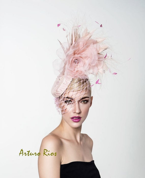 Blush pink headpiece Kentucky derby fascinator Derby | Etsy
