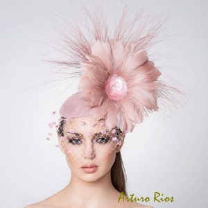 Melbourne Cup Blush pink Fascinator, Cocktail hat, Derby Hat, Couture Hat image 1