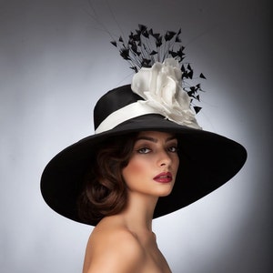 Black and WhiteKentucky derby hat,Couture hat, Derby hat, Lampshade hat, Del Mar hats. image 2