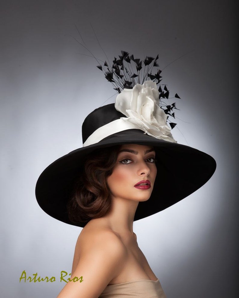 Black and WhiteKentucky derby hat,Couture hat, Derby hat, Lampshade hat, Del Mar hats. image 2