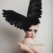Lady Gaga Black Couture Wings, Fashion Headpiece, Fascinator, Avant garde hat, Derby Hat, Melbourne Cup hats,Black Halloween Hat