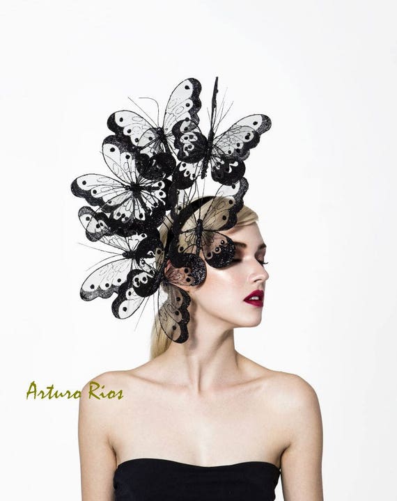 Black Butterflies Headpiece Couture 