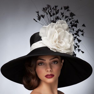 Black and WhiteKentucky derby hat,Couture hat, Derby hat, Lampshade hat, Del Mar hats. image 4