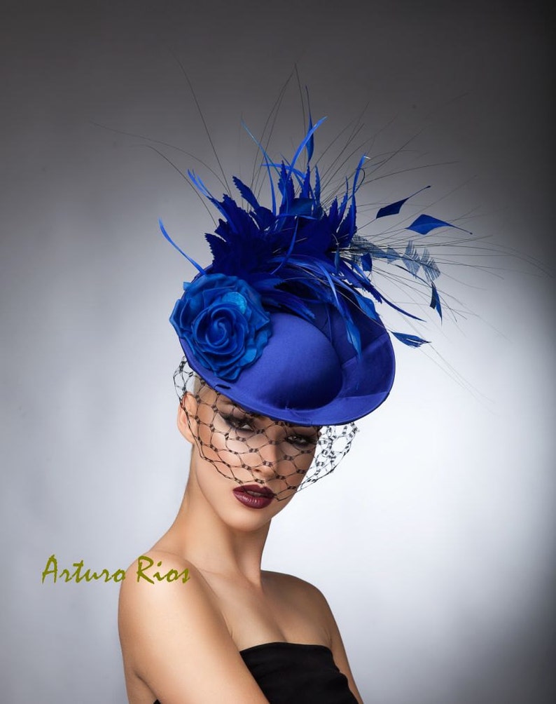 Royal Blue Fascinator Cocktail Hat Headpiece Royal Ascot Etsy