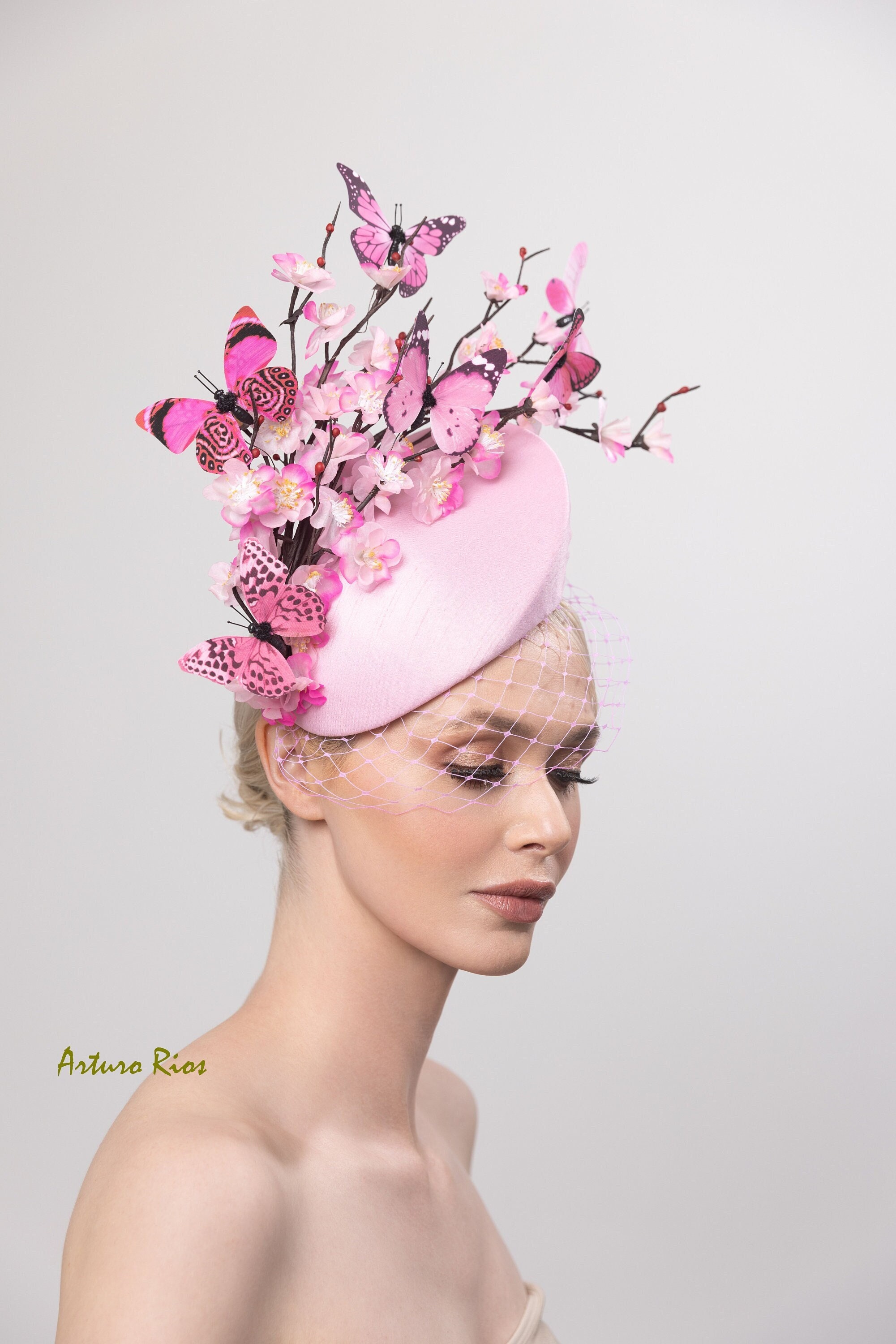 Pink Cherry Blossom Fascinator, Pink Oaks Day Fascinator 