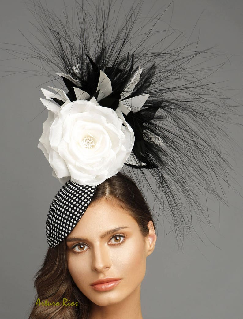 Black and white fascinator polka dot fascinator kentucky Etsy