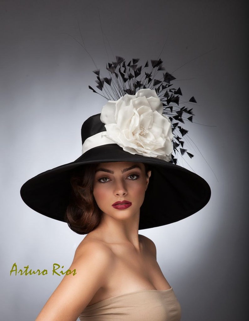 Black and WhiteKentucky derby hat,Couture hat, Derby hat, Lampshade hat, Del Mar hats. image 1