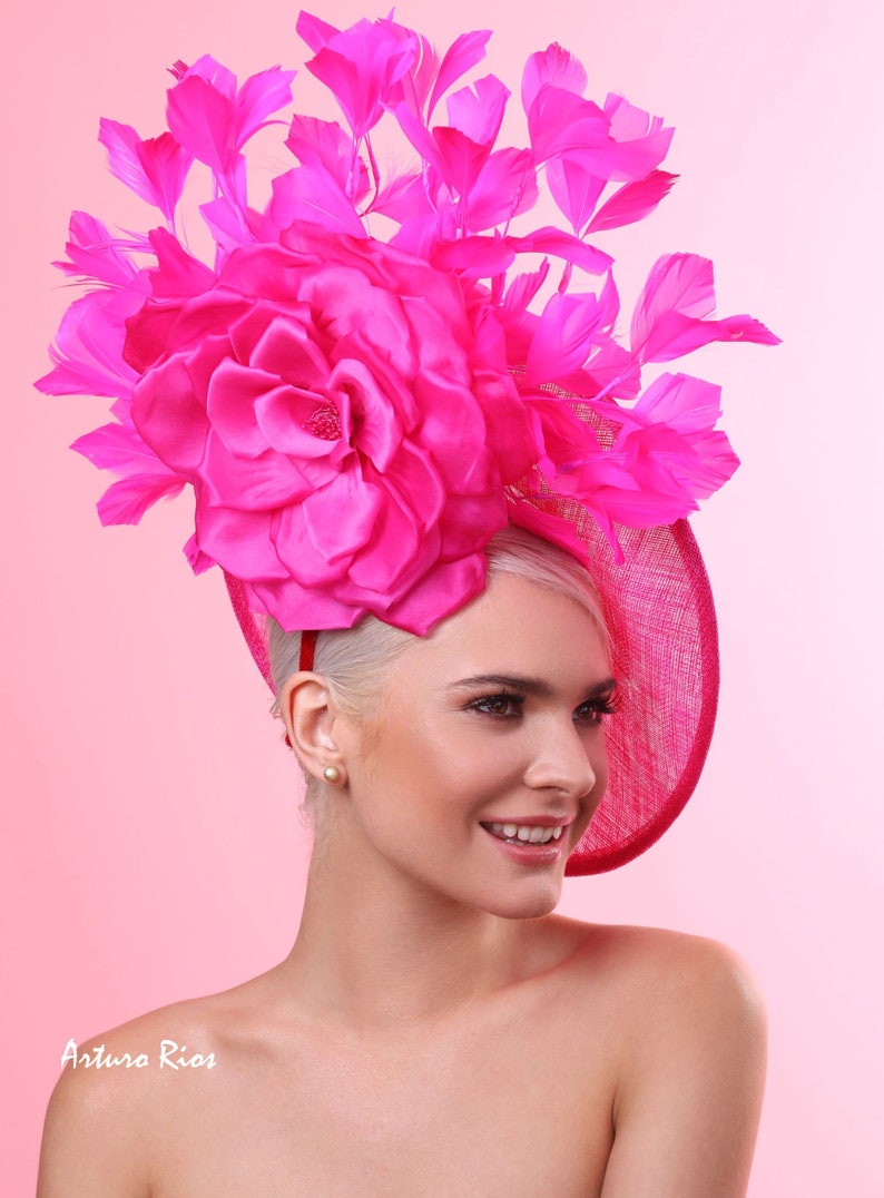 Fuchsia fascinator hot pink derby hat derby fascinator Etsy