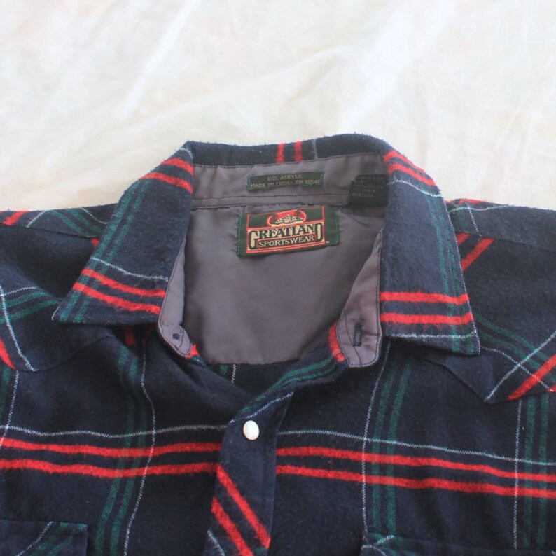 Western Wear Lumberjack Grunge Shirt Vintage Men/'s Long Sleeve BlueRed Plaid Flannel Shirt
