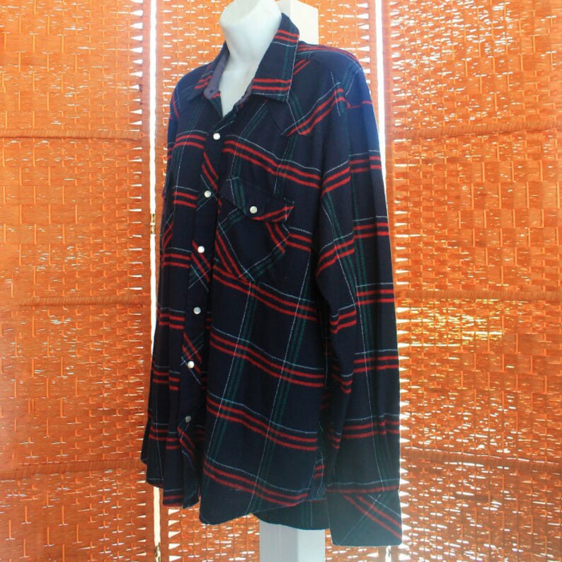 Western Wear Lumberjack Grunge Shirt Vintage Men/'s Long Sleeve BlueRed Plaid Flannel Shirt