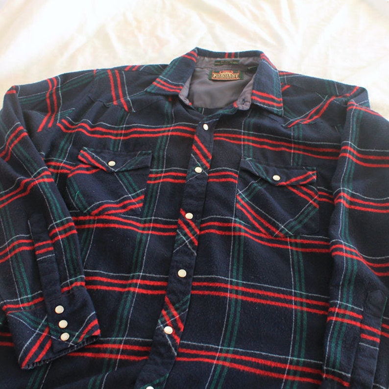 Western Wear Lumberjack Grunge Shirt Vintage Men/'s Long Sleeve BlueRed Plaid Flannel Shirt