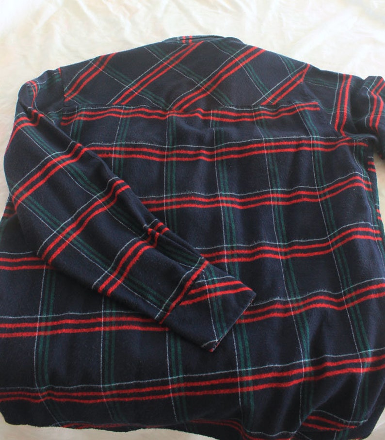 Western Wear Lumberjack Grunge Shirt Vintage Men/'s Long Sleeve BlueRed Plaid Flannel Shirt