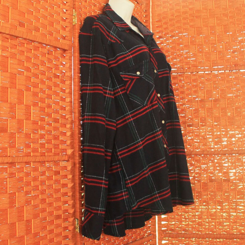 Western Wear Lumberjack Grunge Shirt Vintage Men/'s Long Sleeve BlueRed Plaid Flannel Shirt