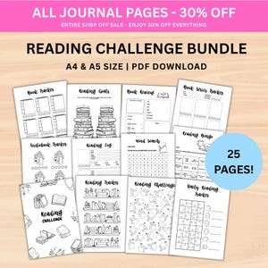 Reading Challenge Bundle, Druckbarer Lese-Tracker, Buch-Challenge, Leseprotokoll, Buch-Tracker, A4 & A5 Größe, Digitaler Download