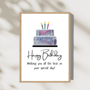 Cadeau d'anniversaire en espèces | Cadeau d'anniversaire | Cadeau d'anniversaire de dernière minute PDF à télécharger | Cadeau | Argent pour gâteau d'anniversaire