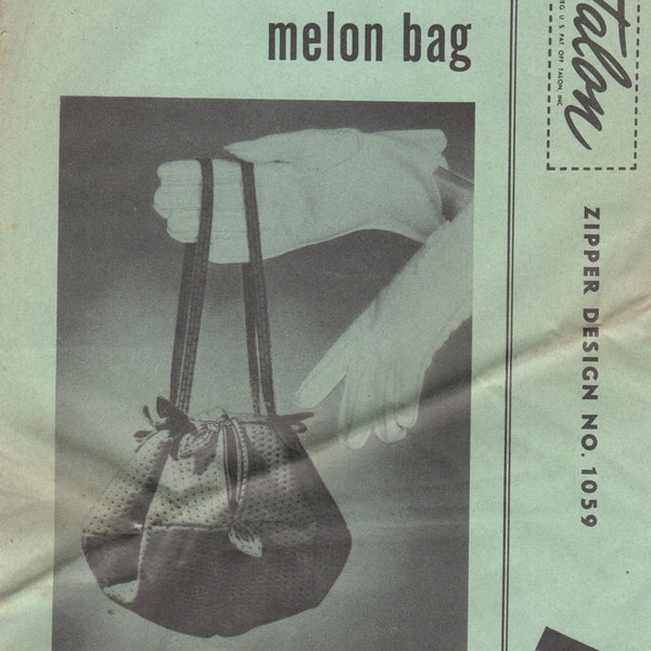 Vintage Talon Zipper Co. Melon Bag Purse Sewing Pattern