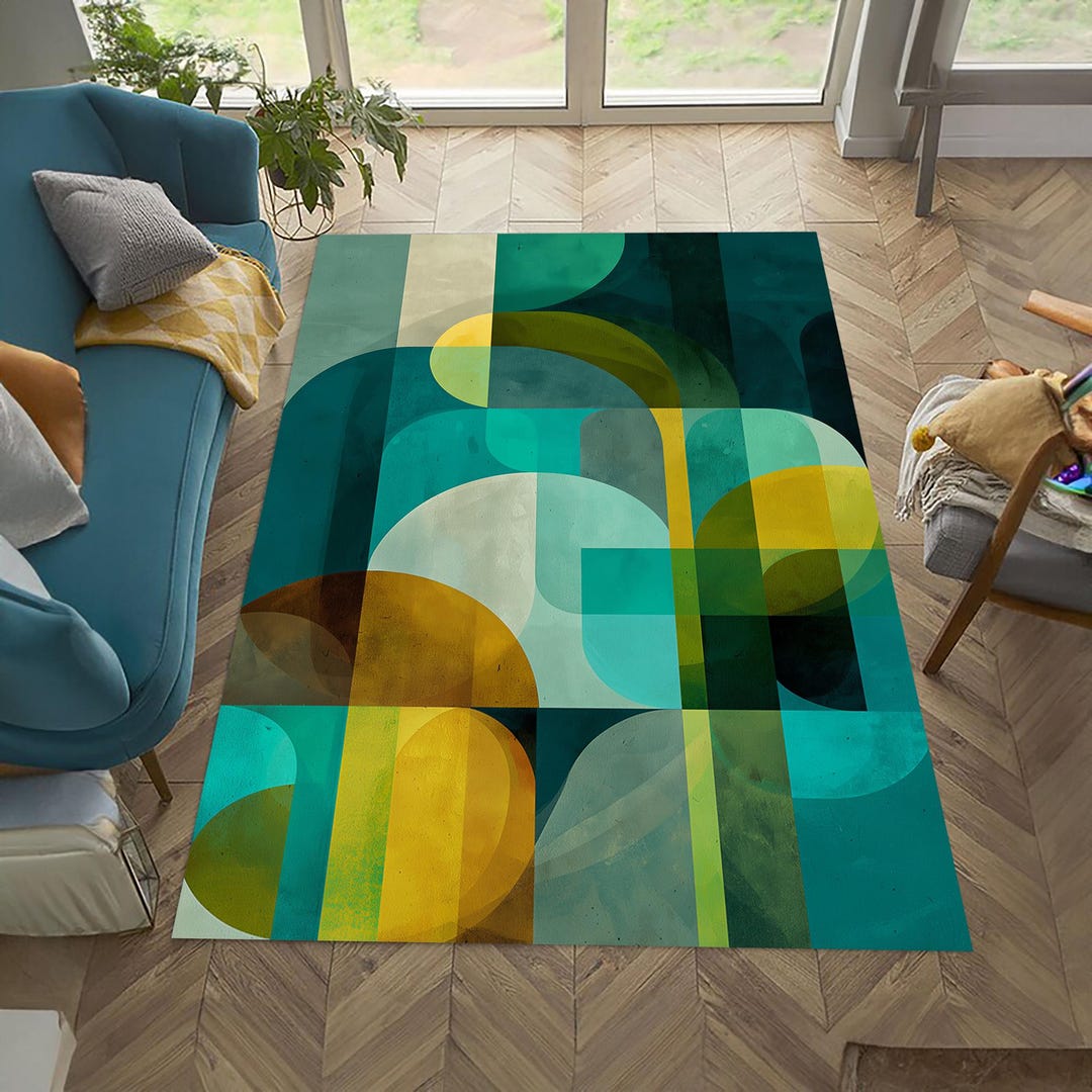 Mid Century Rug Pattern Colorful Mid-century Modern Rug, Geometric Pattern - Etsy