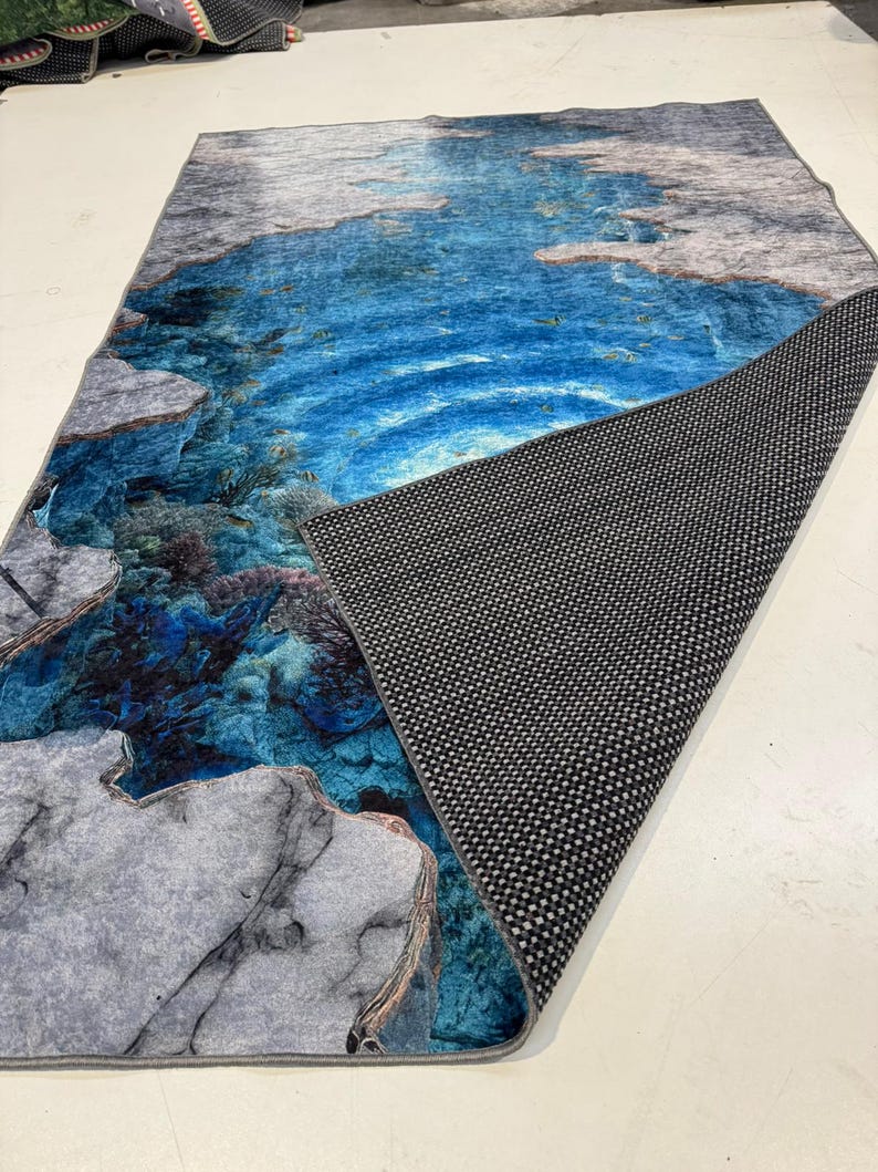 3D Underwater Rug, Huge Crack Carpet, Huge Crack Rug, 3D Looking Carpet, 3D Looking Rug, Optical Illusion Carpet, Optical Illusion Rug image 6